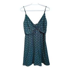 She + Sky Green Ruched Plunging V-Neckline Mini Dress
